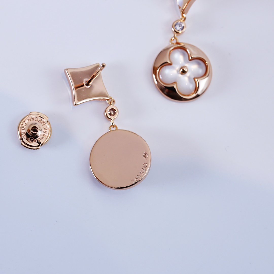 [✨ROSE💎]STAR AND SUN PINK GOLD MOP DROP EARRINGS