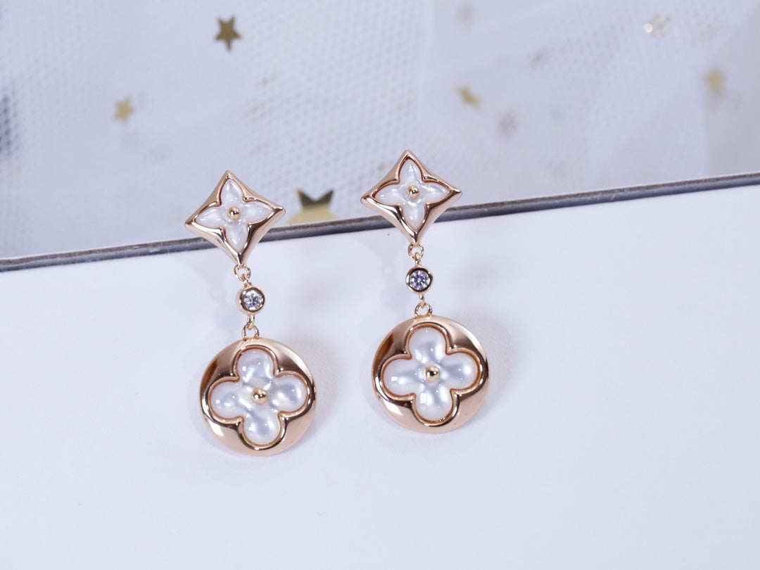 [✨ROSE💎]STAR AND SUN PINK GOLD MOP DROP EARRINGS