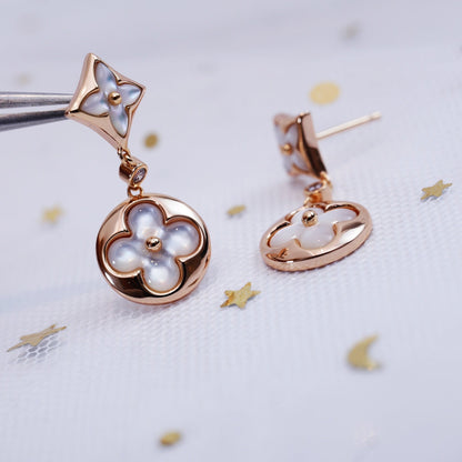 [✨ROSE💎]STAR AND SUN PINK GOLD MOP DROP EARRINGS