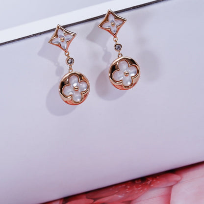 [✨ROSE💎]STAR AND SUN PINK GOLD MOP DROP EARRINGS
