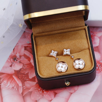 [✨ROSE💎]STAR AND SUN PINK GOLD MOP DROP EARRINGS