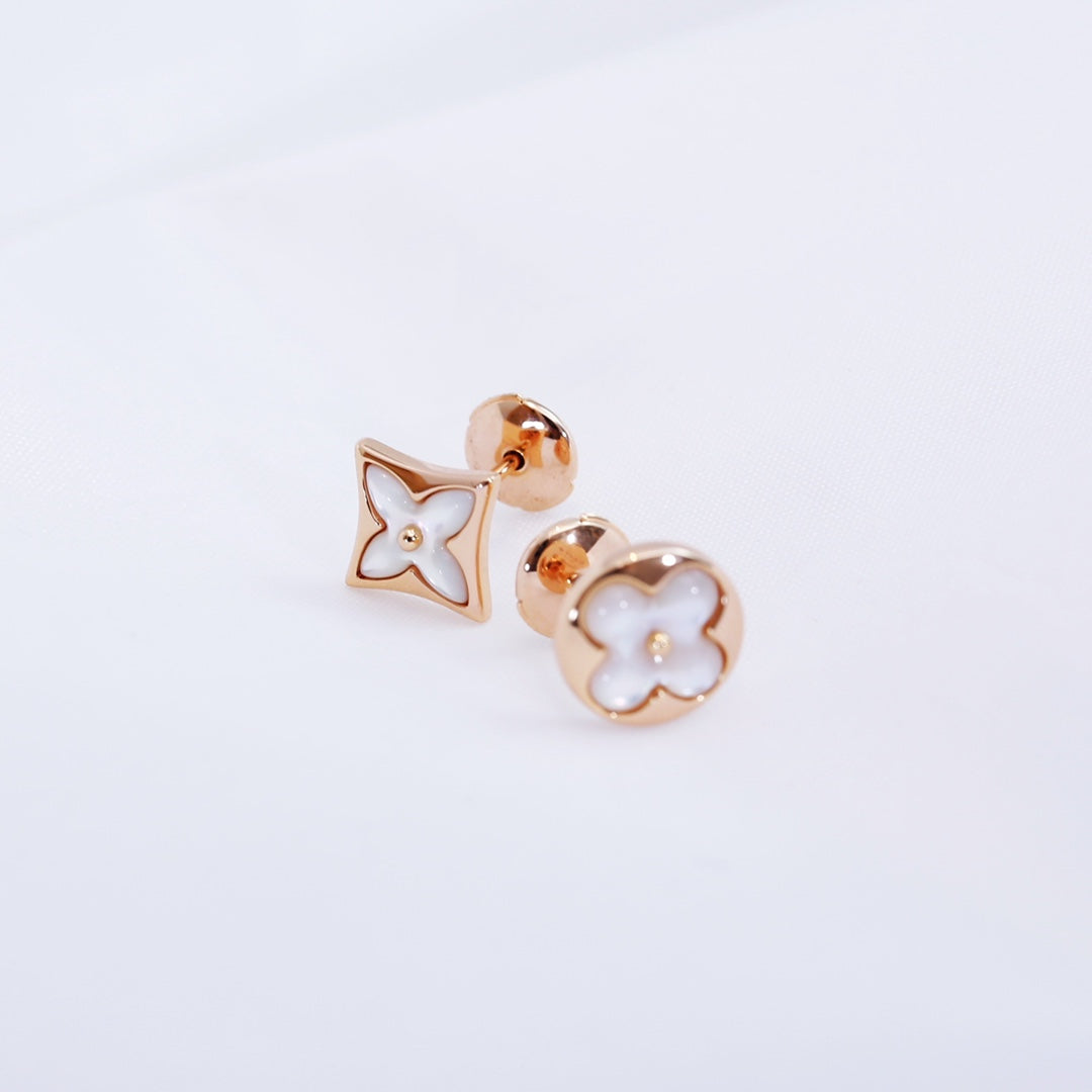 [✨ROSE💎]STAR AND SUN PINK GOLD MOP STUD EARRINGS