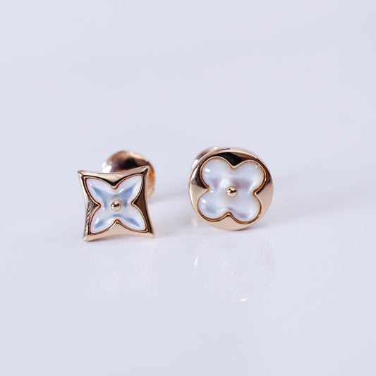 [✨ROSE💎]STAR AND SUN PINK GOLD MOP STUD EARRINGS