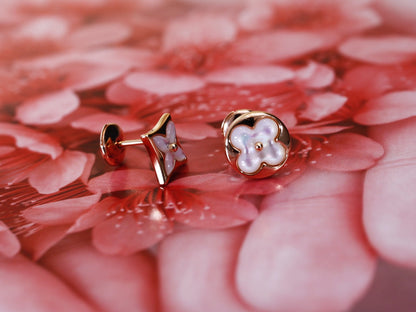 [✨ROSE💎]STAR AND SUN PINK GOLD MOP STUD EARRINGS