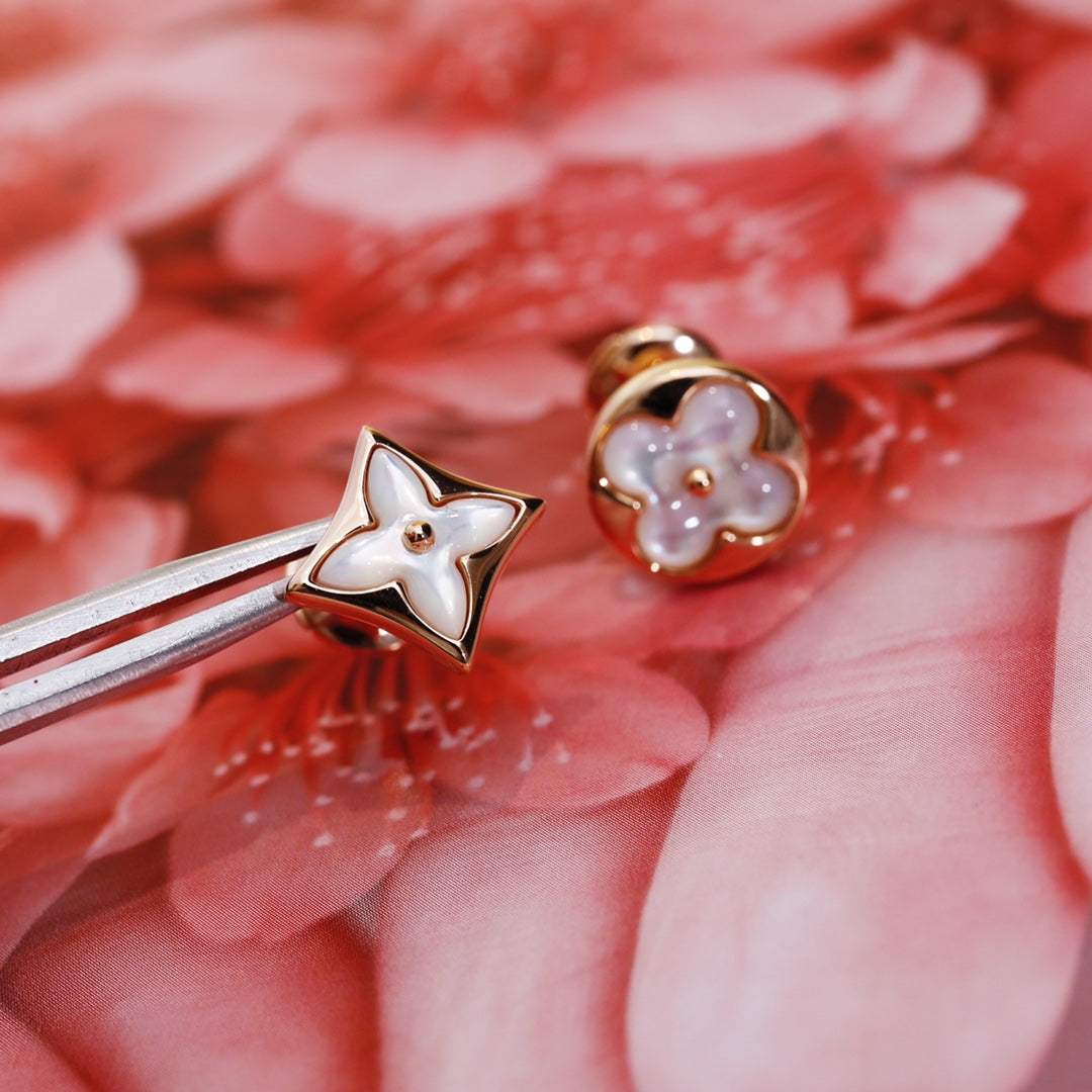 [✨ROSE💎]STAR AND SUN PINK GOLD MOP STUD EARRINGS