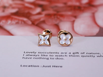 [✨ROSE💎]STAR AND SUN PINK GOLD MOP STUD EARRINGS