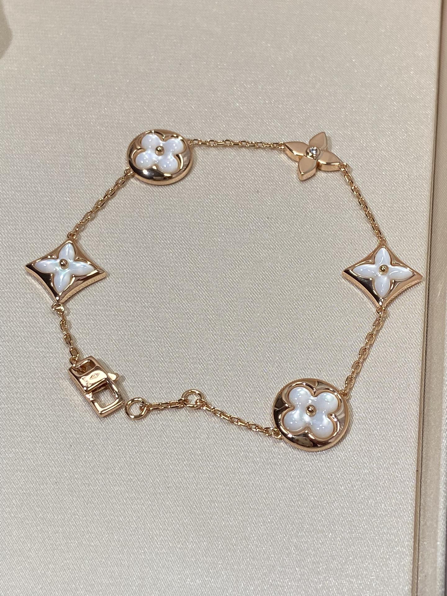 [✨ROSE💎]STAR AND SUN 5 MOTIF MOP PINK GOLD BRACELET