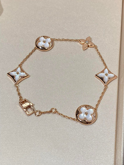 [✨ROSE💎]STAR AND SUN 5 MOTIF MOP PINK GOLD BRACELET