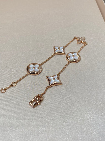 [✨ROSE💎]STAR AND SUN 5 MOTIF MOP PINK GOLD BRACELET