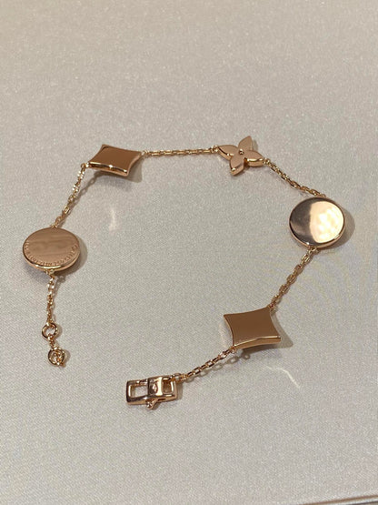 [✨ROSE💎]STAR AND SUN 5 MOTIF MOP PINK GOLD BRACELET