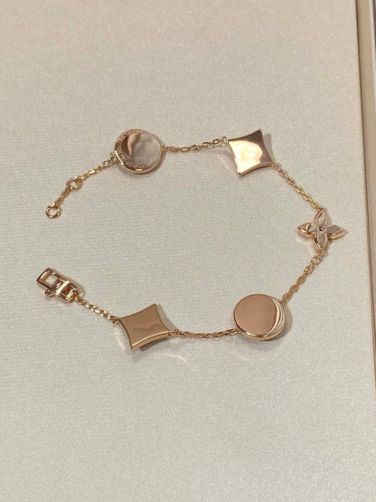 [✨ROSE💎]STAR AND SUN 5 MOTIF MOP PINK GOLD BRACELET