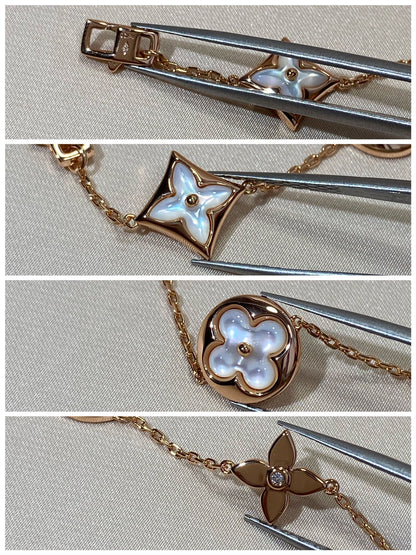 [✨ROSE💎]STAR AND SUN 5 MOTIF MOP PINK GOLD BRACELET