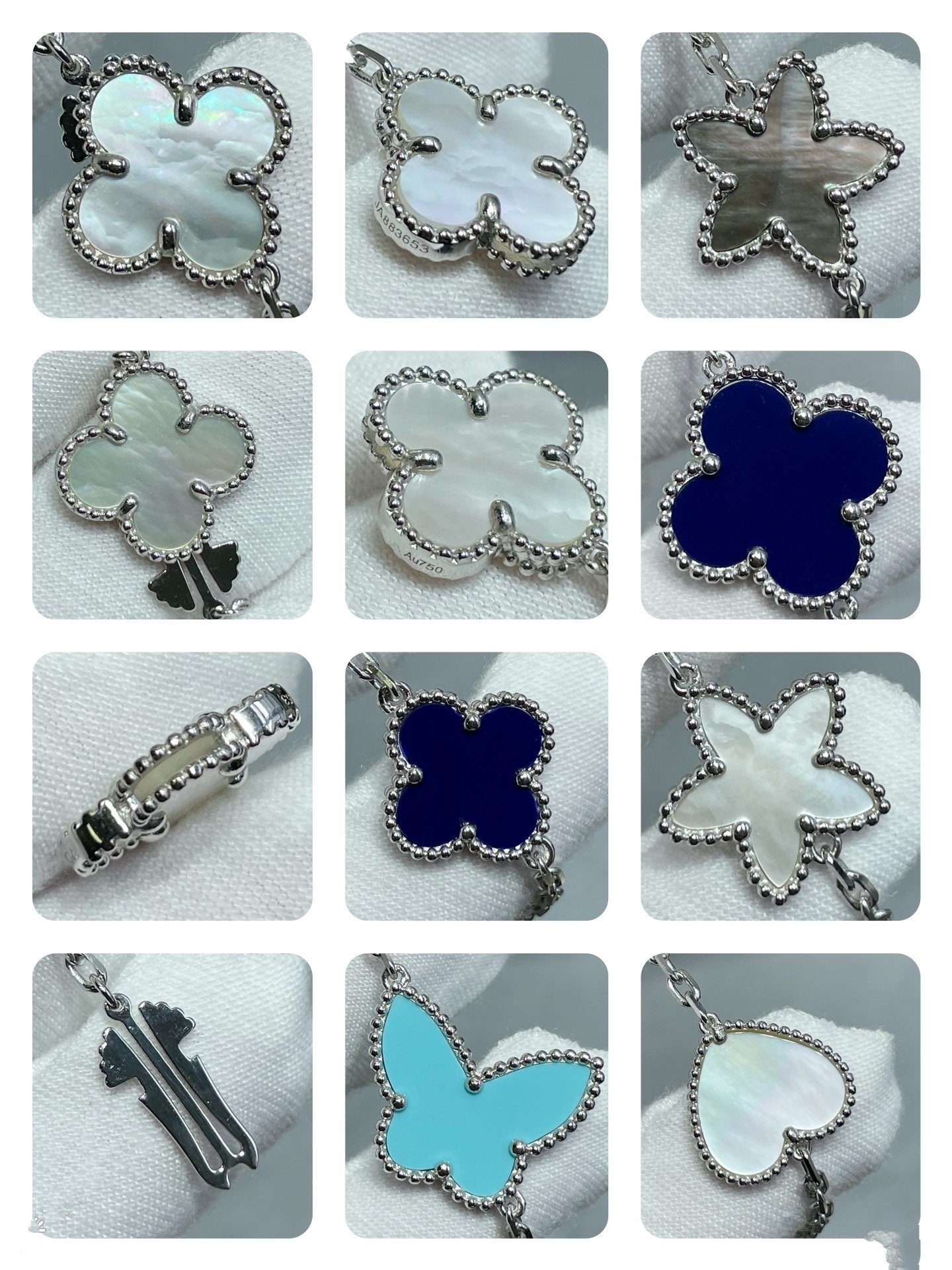 [✨ROSE💎]LUCKY CLOVER SILVER 11 MOTIF NECKLACE