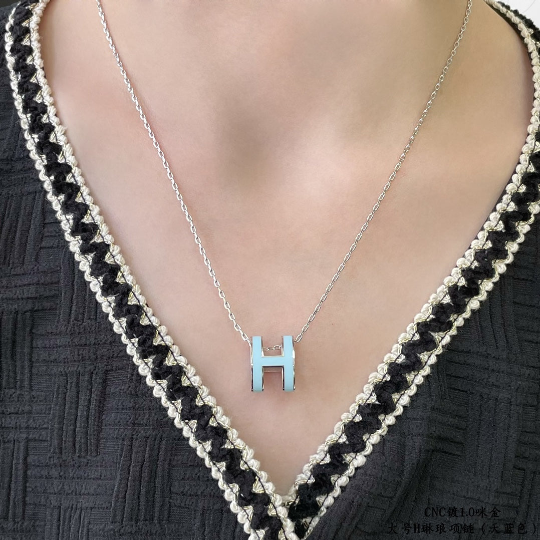 [✨ROSE💎]POP H SKY BLUE NECKLACE