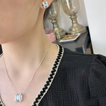 [✨ROSE💎]POP H SKY BLUE NECKLACE
