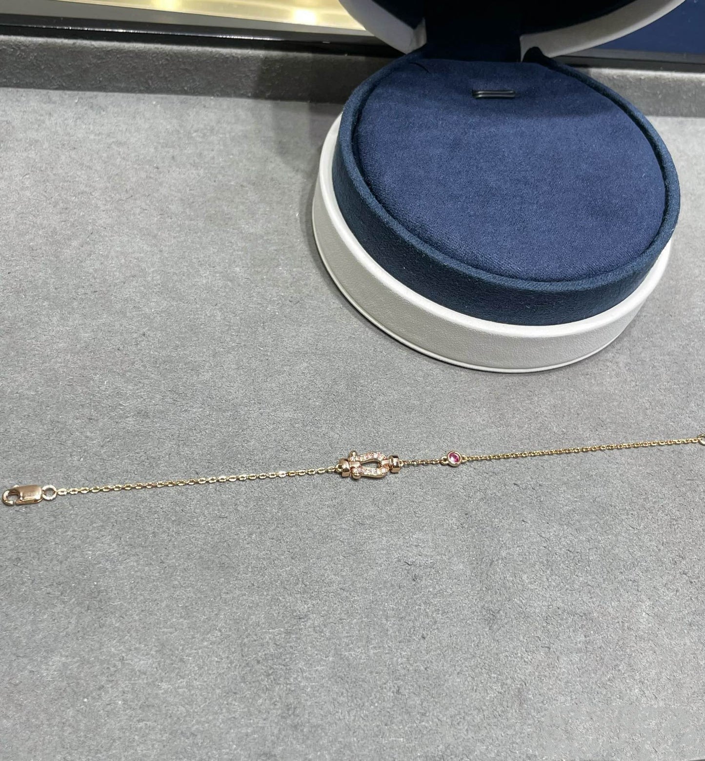 [✨ROSE💎]FORCE 10 DIAMOND CHAIN LINK PINK GOLD BRACELET