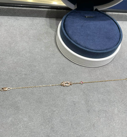 [✨ROSE💎]FORCE 10 DIAMOND CHAIN LINK PINK GOLD BRACELET