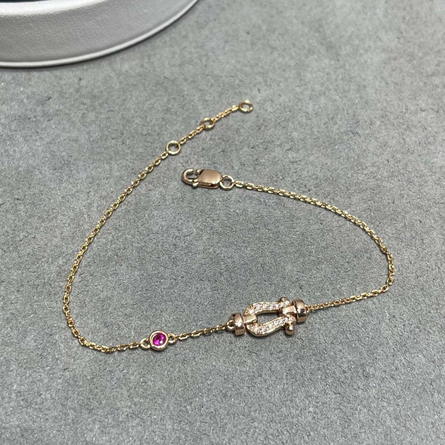 [✨ROSE💎]FORCE 10 DIAMOND CHAIN LINK PINK GOLD BRACELET