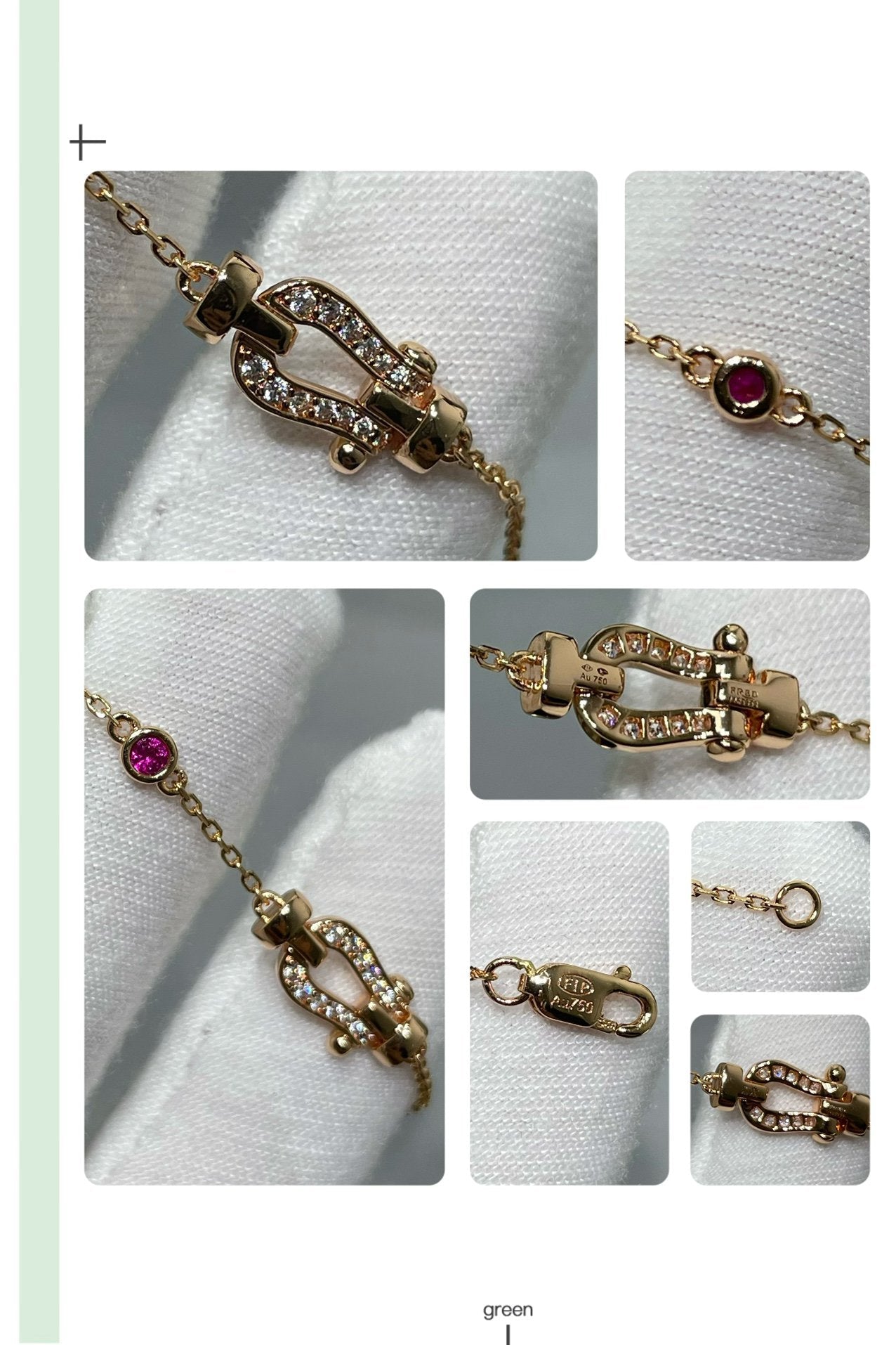 [✨ROSE💎]FORCE 10 DIAMOND CHAIN LINK PINK GOLD BRACELET