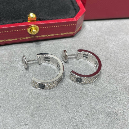 [✨ROSE💎]LOVE CERAMIC DIAMOND PAVED SILVER EARRINGS