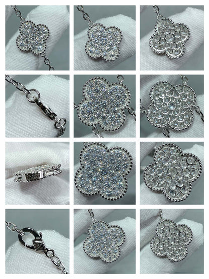 [✨ROSE💎]CLOVER 6 MOTIF DIAMOND PAVED NECKLACE