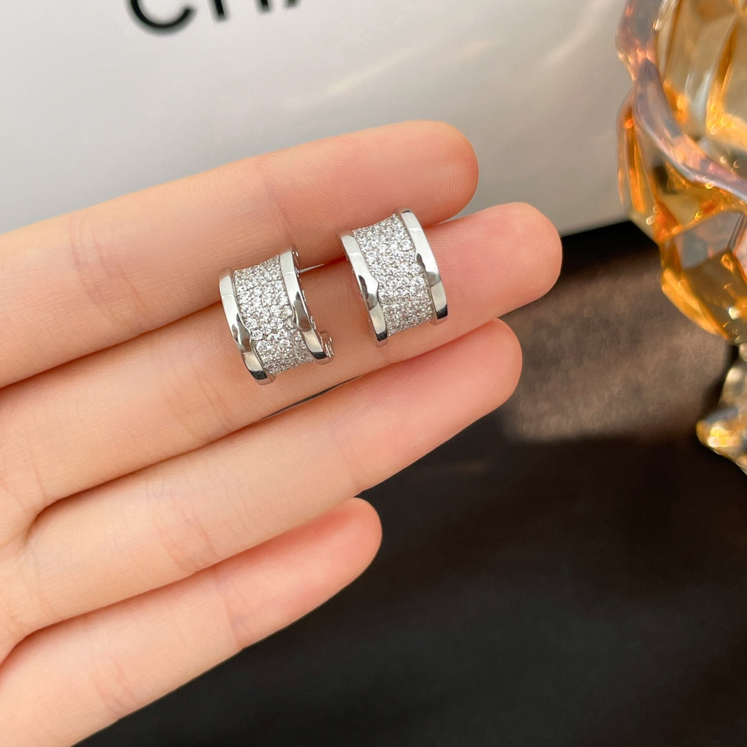[✨ROSE💎]ZERO 1 DIAMOND PAVED EARRINGS