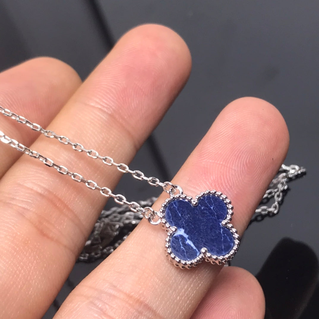 [✨ROSE💎]CLOVER PIETERSITE SILVER LONG NECKLACE
