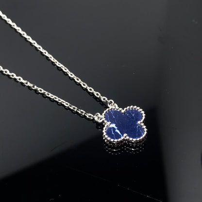 [✨ROSE💎]CLOVER PIETERSITE SILVER LONG NECKLACE