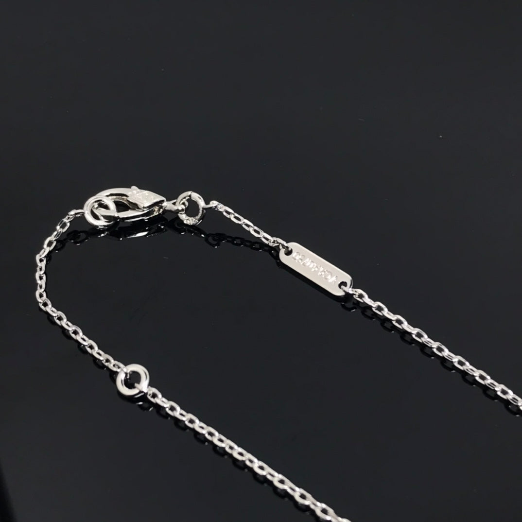 [✨ROSE💎]CLOVER PIETERSITE SILVER LONG NECKLACE