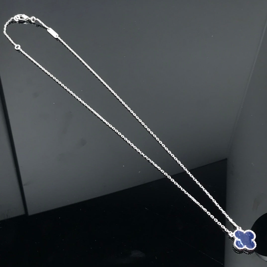 [✨ROSE💎]CLOVER PIETERSITE SILVER LONG NECKLACE