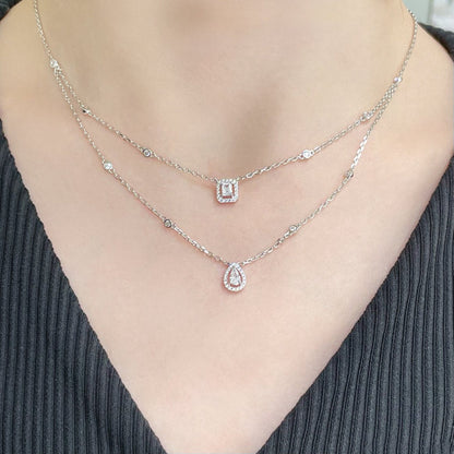 [✨ROSE💎]MY TWIN 2 ROW DIAMOND NECKLACE