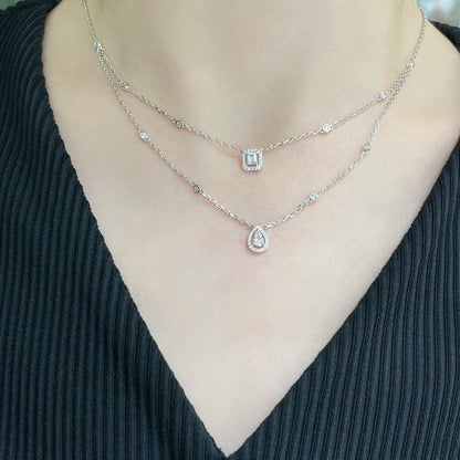 [✨ROSE💎]MY TWIN 2 ROW DIAMOND NECKLACE
