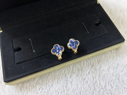 [✨ROSE💎]CLOVER PIETERSITE MEDIUM STUD EARRINGS