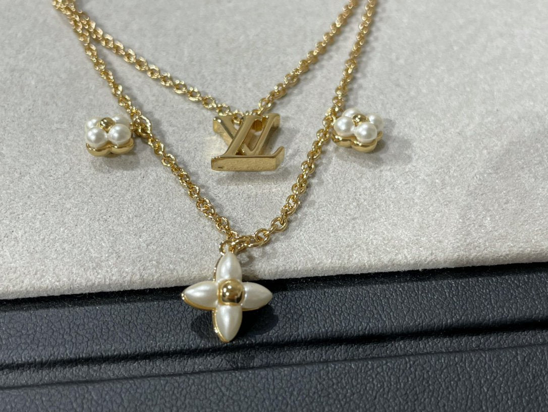 [✨ROSE💎]FLOWERGRAM GOLD MOP DOUBLE ROW NECKLACE