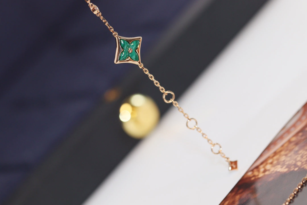 [✨ROSE💎]STAR AND SUN 4 MOTIF PINK GOLD MALACHITE BRACELET
