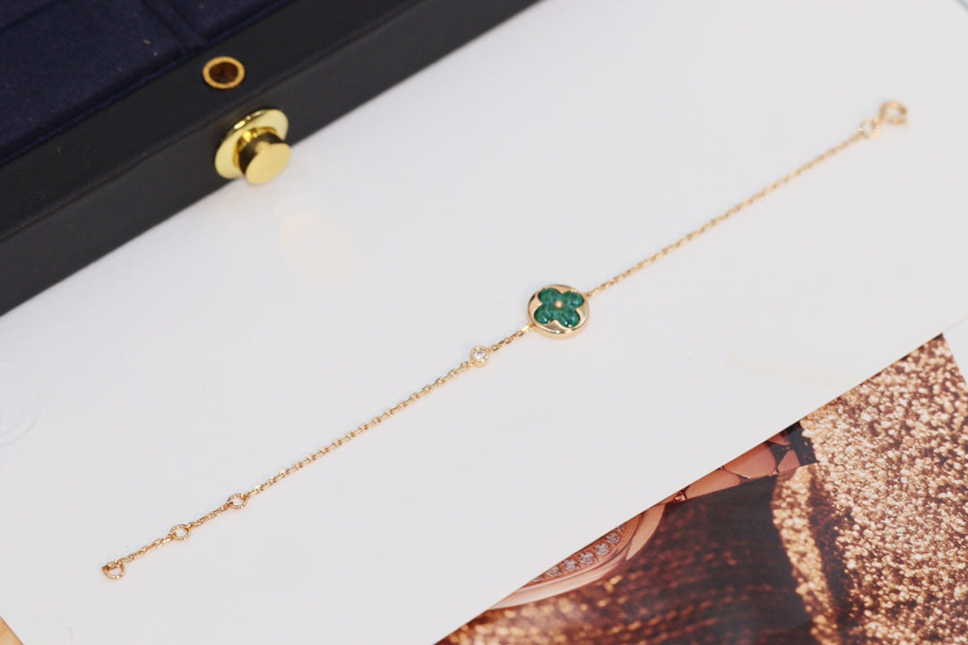 [✨ROSE💎]STAR AND SUN 4 MOTIF PINK GOLD MALACHITE BRACELET