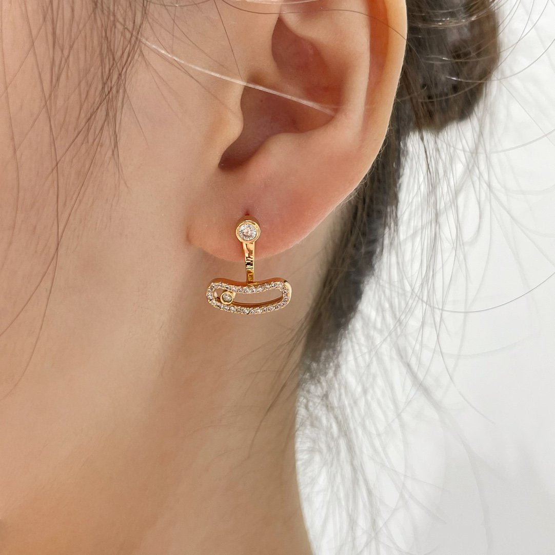 [✨ROSE💎]MOVE UNO PINK GOLD DIAMOND EARRINGS