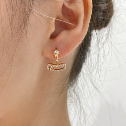 [✨ROSE💎]MOVE UNO PINK GOLD DIAMOND EARRINGS