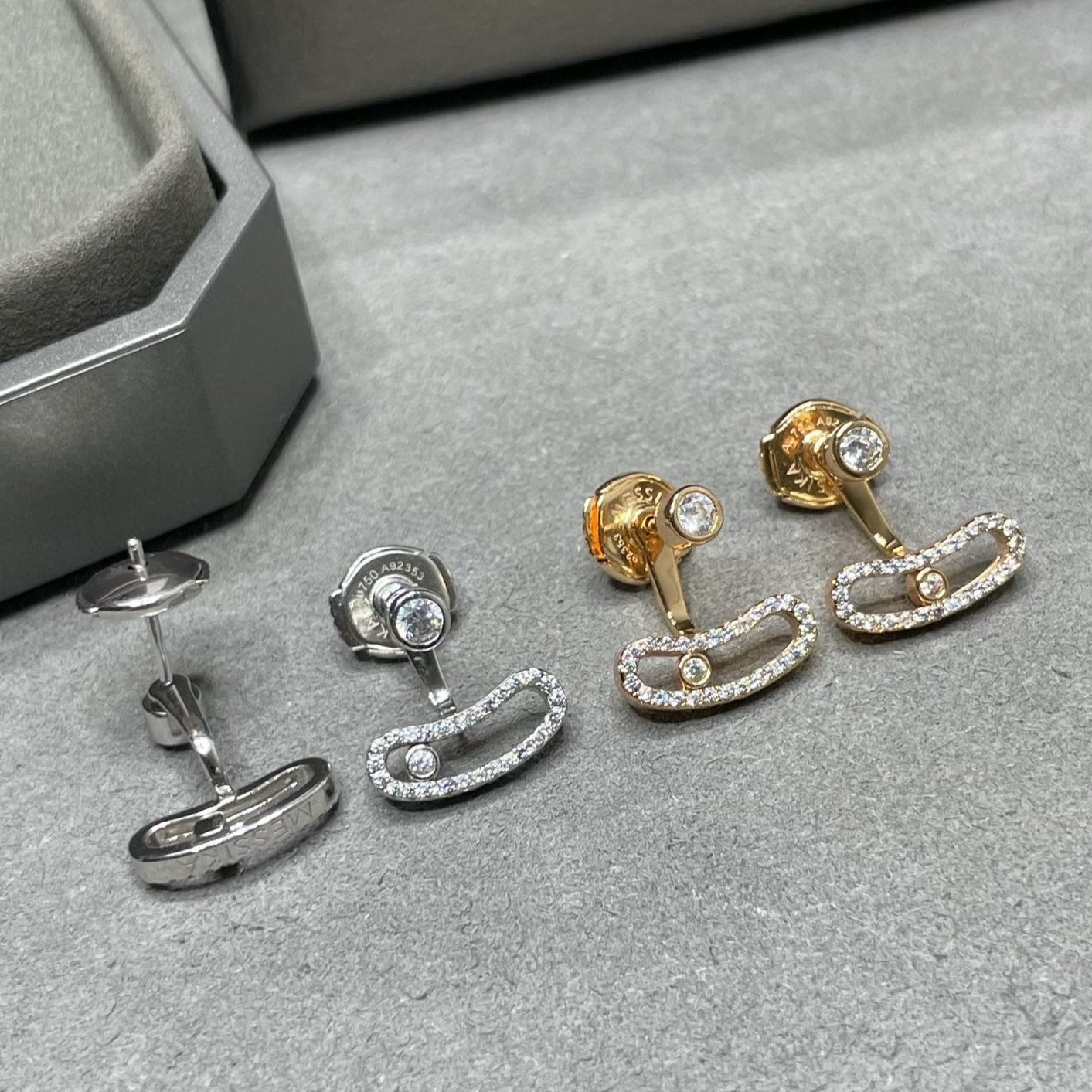 [✨ROSE💎]MOVE UNO PINK GOLD DIAMOND EARRINGS
