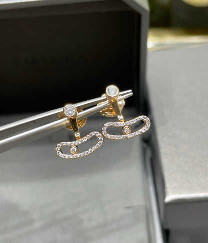 [✨ROSE💎]MOVE UNO PINK GOLD DIAMOND EARRINGS