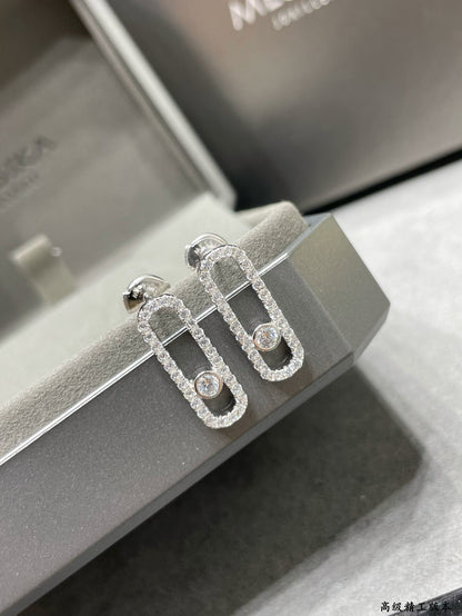 [✨ROSE💎]MOVE UNO STUD DIAMOND PAVED EARRINGS