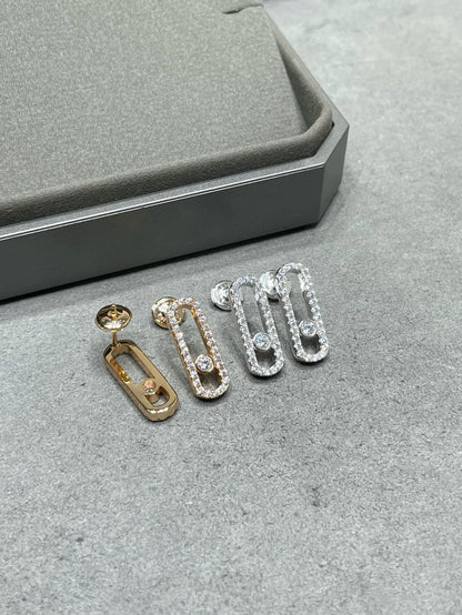[✨ROSE💎]MOVE UNO STUD DIAMOND PAVED EARRINGS