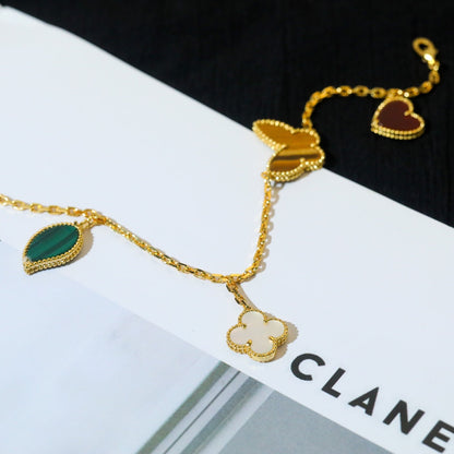 [✨ROSE💎]LUCKY SPRING 5 MOTIF GOLD BRACELET