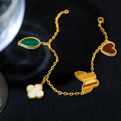 [✨ROSE💎]LUCKY SPRING 5 MOTIF GOLD BRACELET