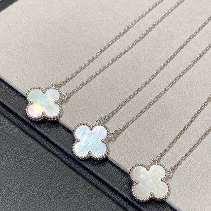 [✨ROSE💎]CLOVER MEDIUM SILVER WHITE MOP NECKLACE