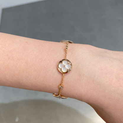 [✨ROSE💎]STAR AND SUN 4 MOTIF WHITE MOP PINK GOLD BRACELET