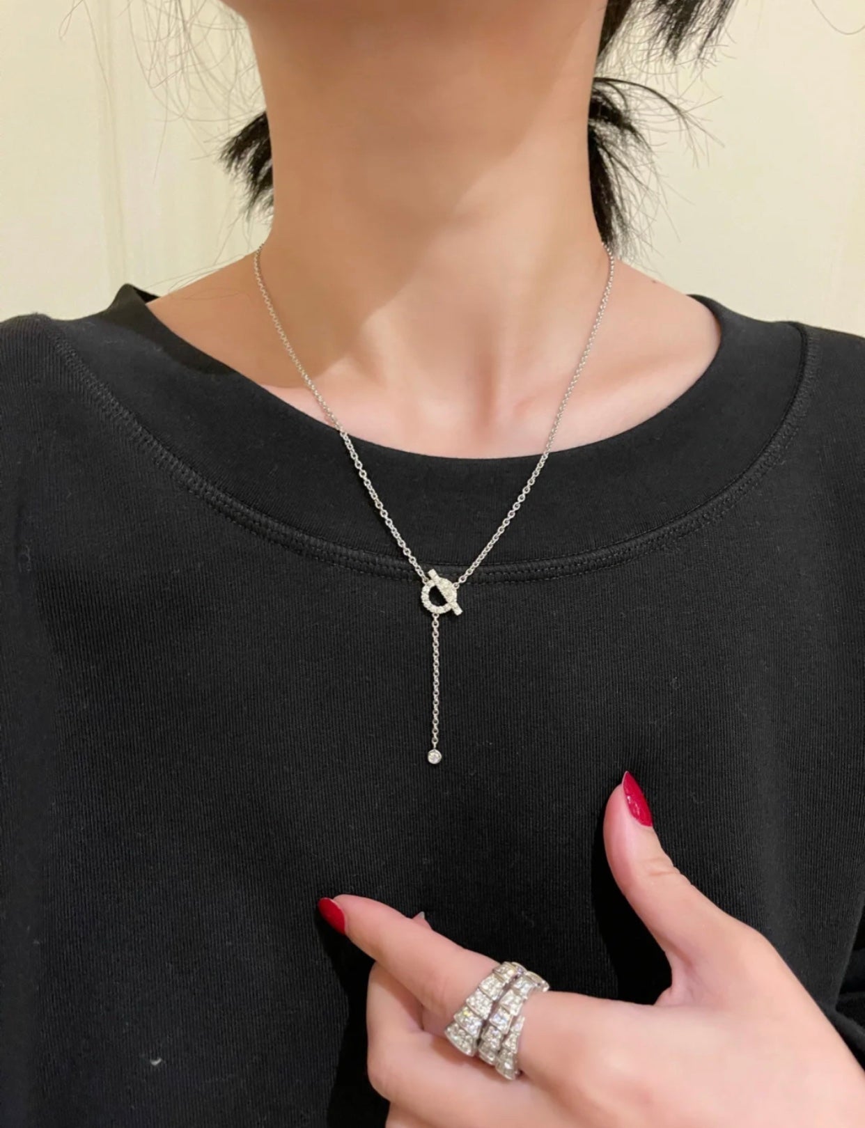 [✨ROSE💎]FINESSE SILVER DIAMOND NECKLACE