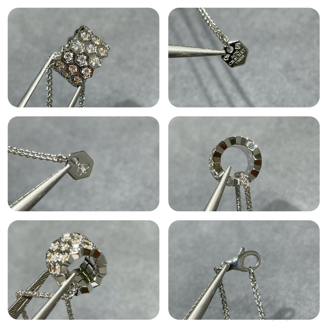 [✨ROSE💎]BEE LOVE DIAMOND PAVED 3 ROW NECKLACE