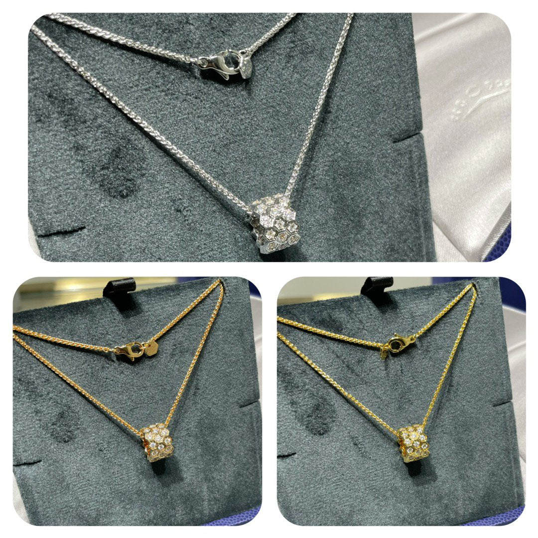 [✨ROSE💎]BEE LOVE DIAMOND PAVED 3 ROW NECKLACE