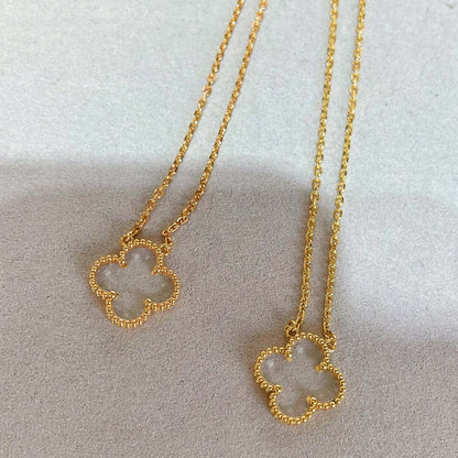 [✨ROSE💎]CLOVER ROCK CRYSTAL ROSE GOLD NECKLACE